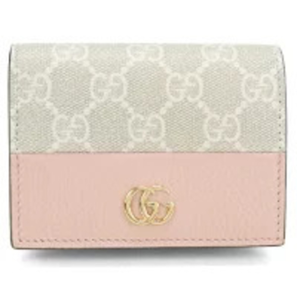 Gucci Bi fold Wallet Compact Double G Card Case Wallet Beige Cream